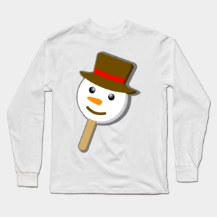 christmas snowmen bubble gum eye ice cream on blue Long Sleeve T-Shirt